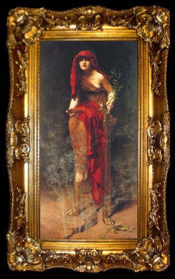 framed  John Maler Collier Priestess of Delphi, ta009-2
